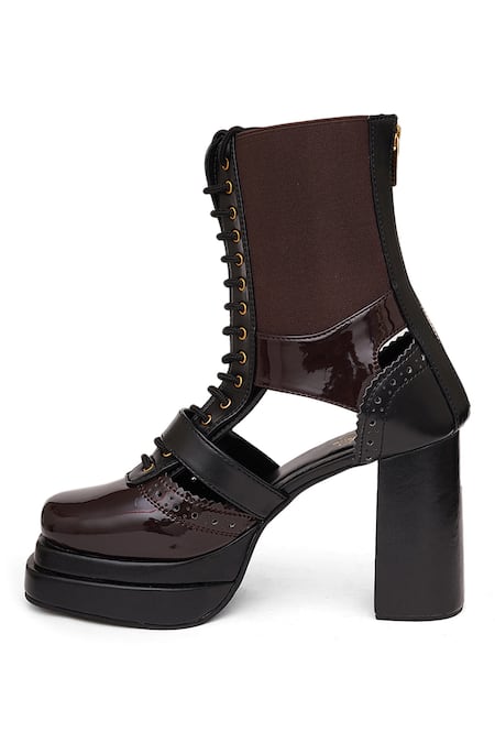 Sole House_Brown Buckles Midnight Cocoa Boots _Online_at_Aza_Fashions