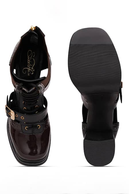 Buy_Sole House_Brown Buckles Midnight Cocoa Boots _Online_at_Aza_Fashions