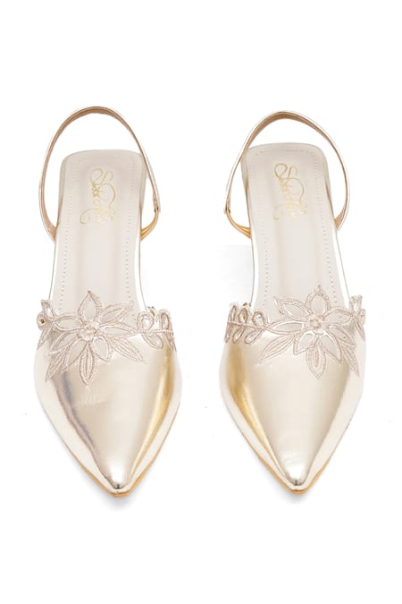 Buy_Sole House_Gold Cut Work, Embroidery Laura Floral Pencil Heels 