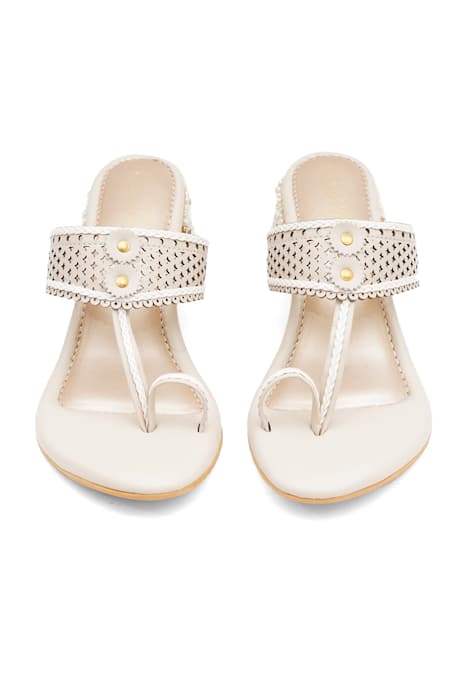 Sole House_Cream Pearls, Rhinestones, Cut Work Stone Encrusted Block Heels _at_Aza_Fashions