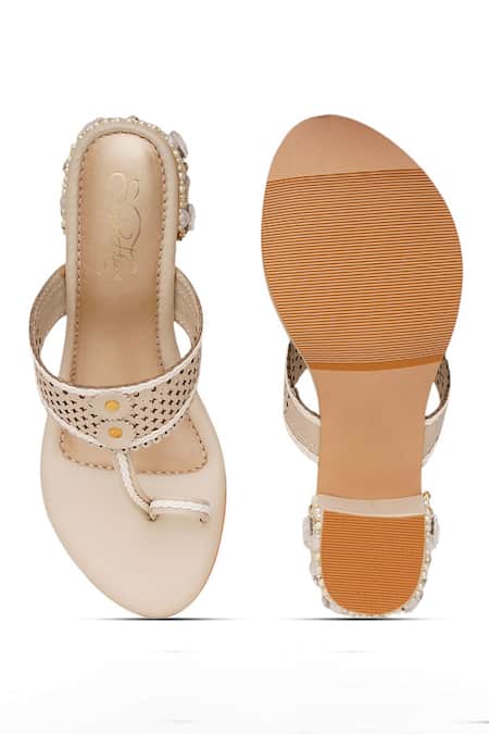 Buy_Sole House_Cream Pearls, Rhinestones, Cut Work Stone Encrusted Block Heels 