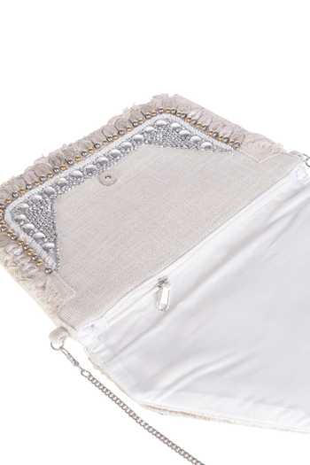 Nazaakat By Samara Singh_Silver Beads, Embroidery Embellished Boho Bag With Detachable Sling _Online_at_Aza_Fashions