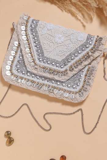Nazaakat By Samara Singh Embellished Boho Bag with Detachable Sling 