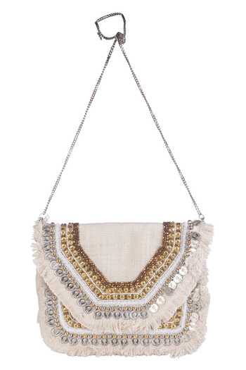 Nazaakat By Samara Singh Coin & Fringe Embellished Boho Bag 