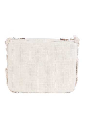 Buy_Nazaakat By Samara Singh_Cream Beads, Sequins, Fringe Coin And Embellished Boho Bag _Online_at_Aza_Fashions