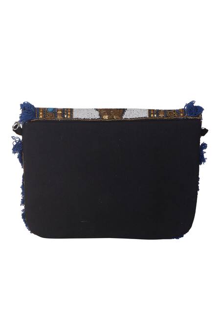 Buy_Nazaakat By Samara Singh_Multi Color Beads, Sequins, Fringe Elephant Motif Beaded Boho Bag _Online_at_Aza_Fashions