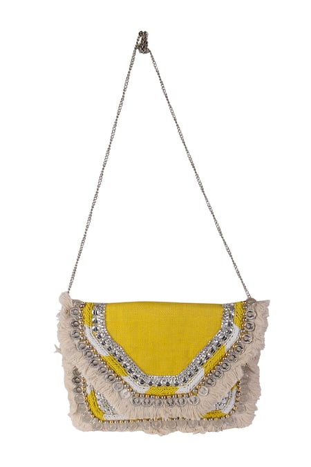 Nazaakat By Samara Singh Fringe & Coin Embellished Boho Bag 