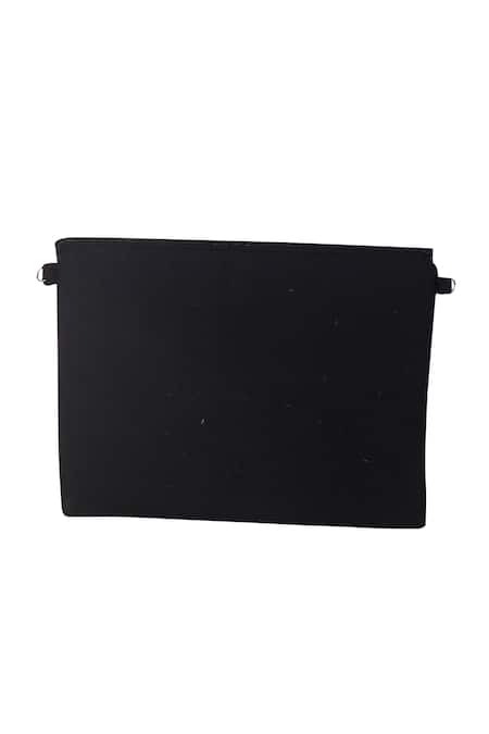 Nazaakat By Samara Singh_Black Beads, Sequins Beaded Geometric Pattern Clutch Bag _Online_at_Aza_Fashions