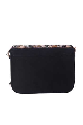 Nazaakat By Samara Singh_Black Beads, Pearls, Stones, Fringe Beaded And Shell Embellished Flap Bag _Online_at_Aza_Fashions