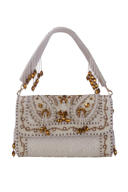 Nazaakat By Samara Singh Pearl & Bead Embellished Flap Bag 