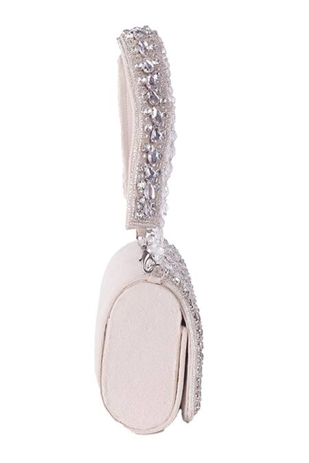 Nazaakat By Samara Singh Off White Beads, Crystals, Embellished Flap Bag With Detachable Handle Online at Aza Fashions Nazaakat By Samara Singh_Off White Beads, Crystals, Embellished Flap Bag With Detachable Handle _Online_at_Aza_Fashions