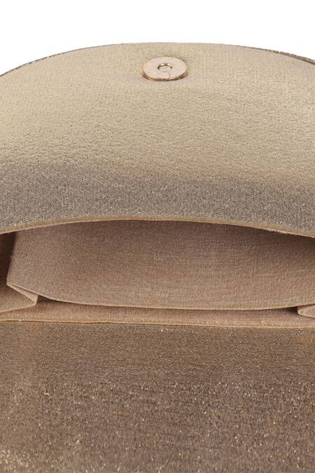 Nazaakat By Samara Singh_Gold Rhinestones, Chains, Tassels Fringe Embellished Flap Bag With Handle _at_Aza_Fashions