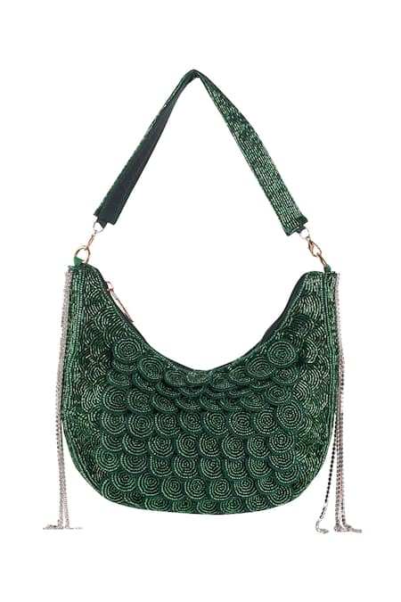 Nazaakat By Samara Singh Beaded Circular Pattern Clutch With Detachable Handle 