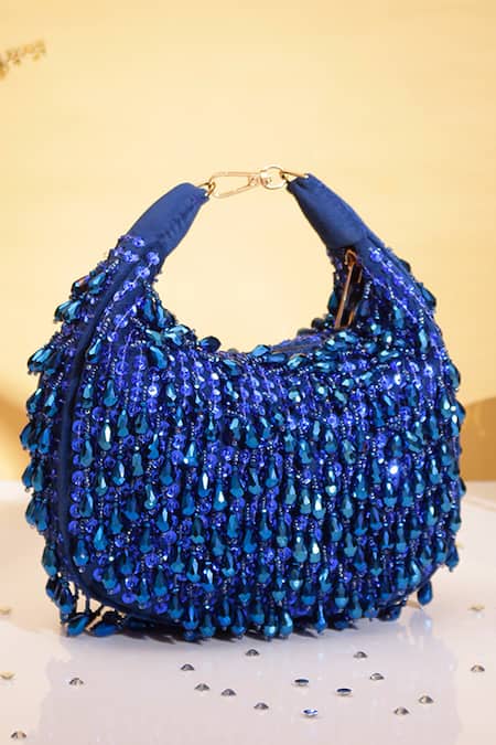 Nazaakat By Samara Singh Beaded Embellished Clutch Bag with Detachable Handle 