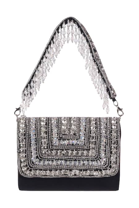 Nazaakat By Samara Singh Geometric Crystal & Bead Embellished Flap Bag 