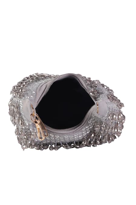 Nazaakat By Samara Singh_Silver Sequins, Beads, Crystals And Embellished Clutch _Online_at_Aza_Fashions
