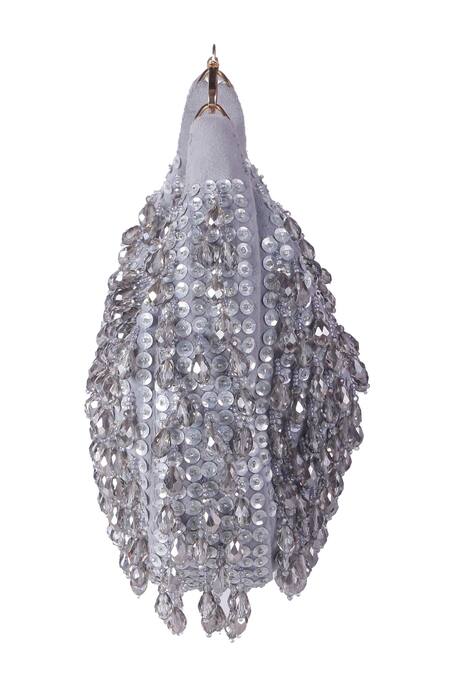 Buy_Nazaakat By Samara Singh_Silver Sequins, Beads, Crystals And Embellished Clutch _Online_at_Aza_Fashions