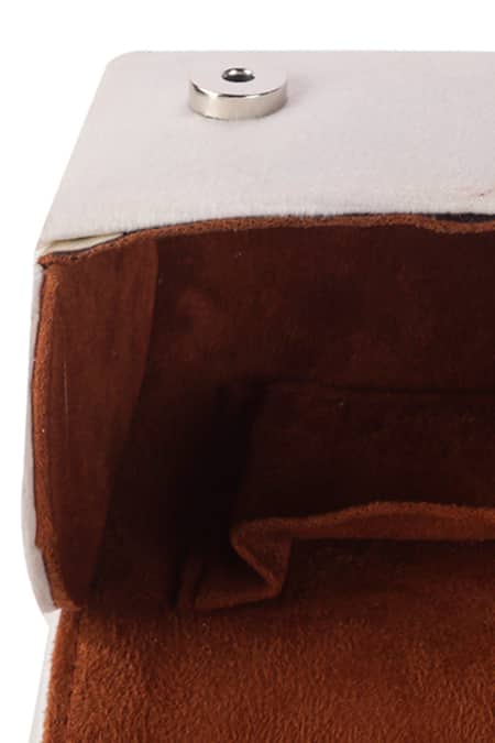 Buy_Nazaakat By Samara Singh_White Beads, Crystals, Rhinestones, Tassels Beaded And Embellished Flap Bag _Online_at_Aza_Fashions