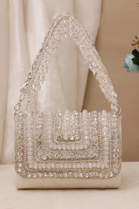 Nazaakat By Samara Singh Beaded & Crystal Embellished Flap Bag 