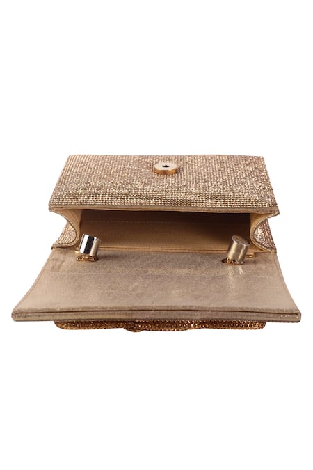 Buy_Nazaakat By Samara Singh_Brown Glitter, Bows Embellished Flap Bag With Detachable Handle _Online_at_Aza_Fashions