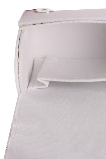 Nazaakat By Samara Singh_White Beads, Crystals, Rhinestones Embellished Flap Bag With Detachable Handle _Online_at_Aza_Fashions