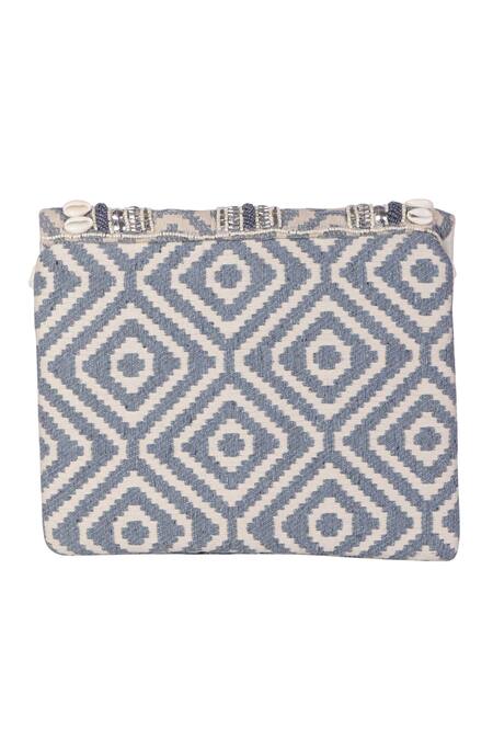 Buy_Nazaakat By Samara Singh_Blue Beads, Sequins, Stones Geometric Pattern Shell And Embellished Sling Bag _Online_at_Aza_Fashions