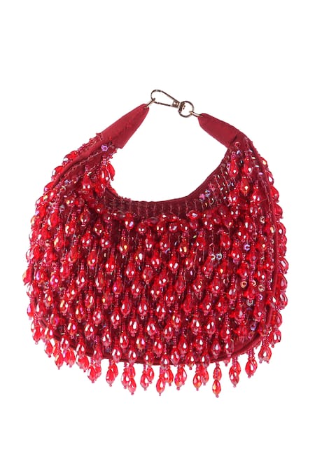 Nazaakat By Samara Singh Beaded Moon Clutch with Detachable Strap 