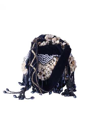 Buy Nazaakat By Samara Singh Black Beads, Pearls, Stones, Tassels Beaded And Embellished Potli Bag Online at Aza Fashions Buy_Nazaakat By Samara Singh_Black Beads, Pearls, Stones, Tassels Beaded And Embellished Potli Bag _Online_at_Aza_Fashions