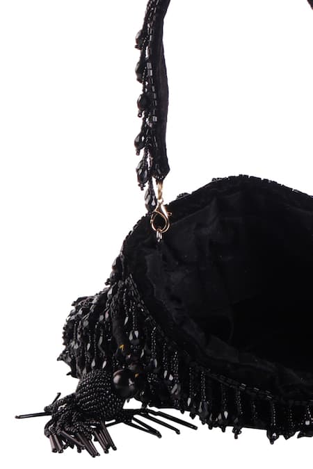 Nazaakat By Samara Singh_Black Beads, Sequins, Tassels And Embellished Potli Bag_Online_at_Aza_Fashions