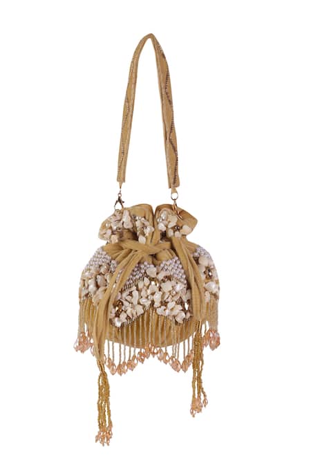 Nazaakat By Samara Singh Shell & Pearl Embellished Potli Bag 