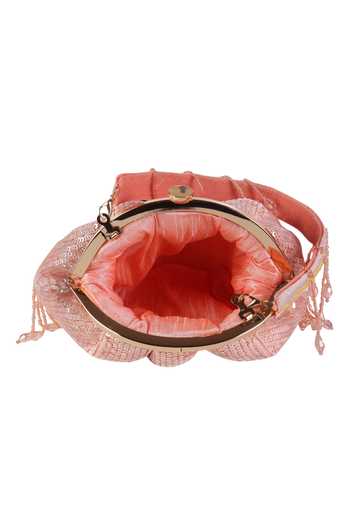 Nazaakat By Samara Singh_Pink Sequins, Beads, Tassels And Beaded Fringe Batua Bag _Online_at_Aza_Fashions
