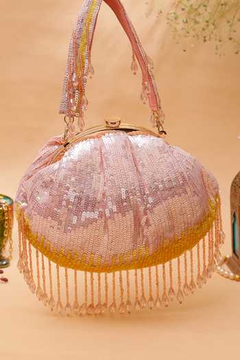 Buy Nazaakat By Samara Singh Pink Sequins, Beads, Tassels And Beaded Fringe Batua Bag at Aza Fashions Buy_Nazaakat By Samara Singh_Pink Sequins, Beads, Tassels And Beaded Fringe Batua Bag _at_Aza_Fashions
