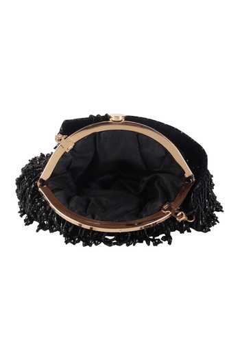 Nazaakat By Samara Singh_Black Beads, Tassels Beaded Fringe Batua Bag With Detachable Handle _Online_at_Aza_Fashions