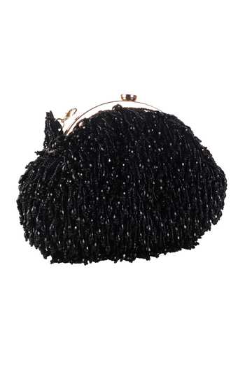 Buy_Nazaakat By Samara Singh_Black Beads, Tassels Beaded Fringe Batua Bag With Detachable Handle _Online_at_Aza_Fashions