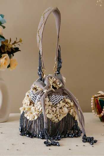 Nazaakat By Samara Singh Shell & Pearl Embellished Potli Bag 