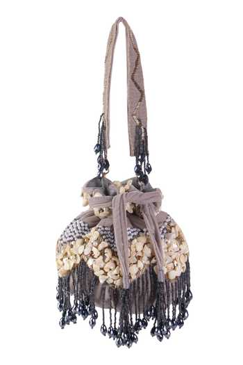 Nazaakat By Samara Singh Shell & Pearl Embellished Potli Bag 
