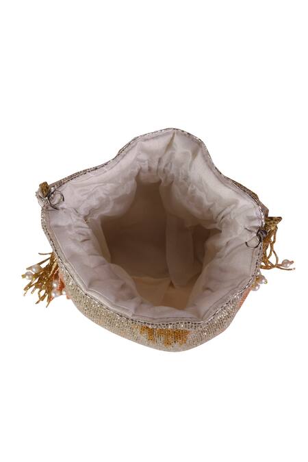 Buy_Nazaakat By Samara Singh_Silver Beads, Pearls, Tassels Beaded And Sequin Embroidered Potli Bag _Online_at_Aza_Fashions