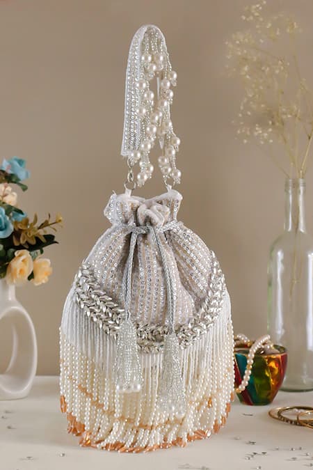 Nazaakat By Samara Singh Sequins & Pearl Embellished Potli Bag 