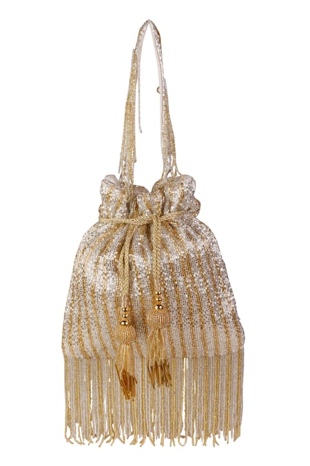 Nazaakat By Samara Singh Beaded Potli Bag with Tassels & Detachable Handle 
