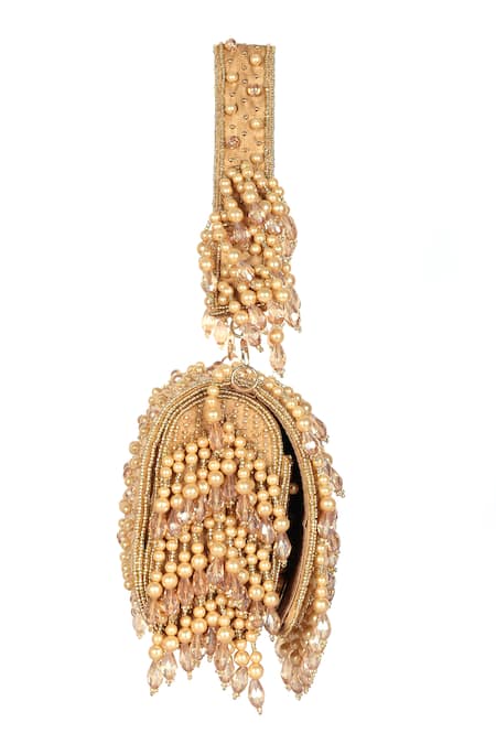 Buy_Nazaakat By Samara Singh_Gold Pearls, Beads, Crystals And Embellished Flap Bag _Online_at_Aza_Fashions