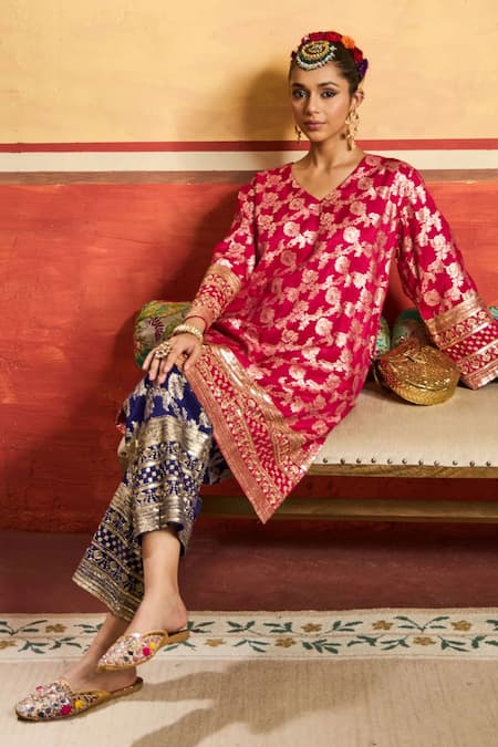 Tasuvure Indes Banarasi Begum Woven Kurta & Pant Set 