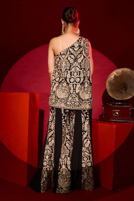 Tasuvure Indes Mirror Embroidered Cape & Sharara Set 