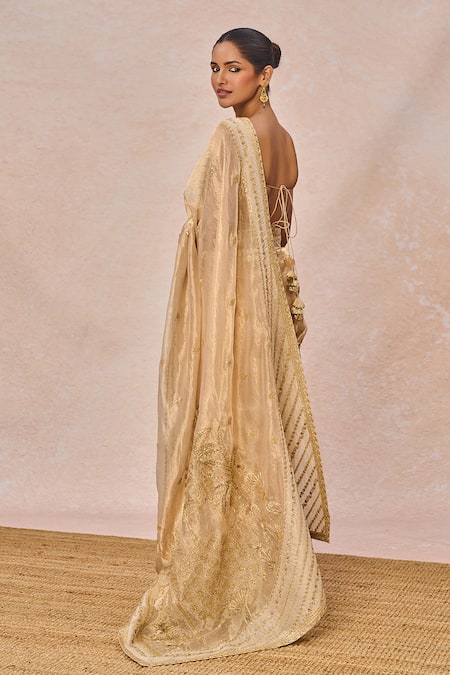 Buy_Masaba_Gold Tissue, Organza Embroidery, Beads, Sequins Pehli Kiran Saree With Blouse 