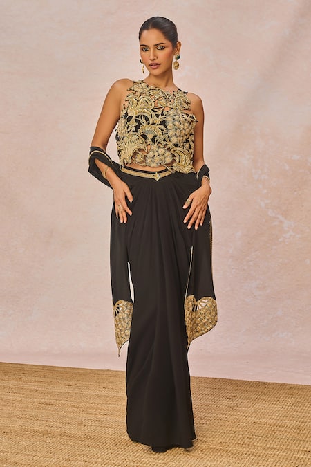 Masaba Ajnabi Ehsaas Embroidered Top Draped Skirt Set 