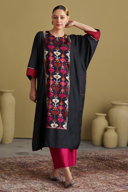 Vaaya Handwoven Ikat & Kacha Tanka Kurta & Pant Set 