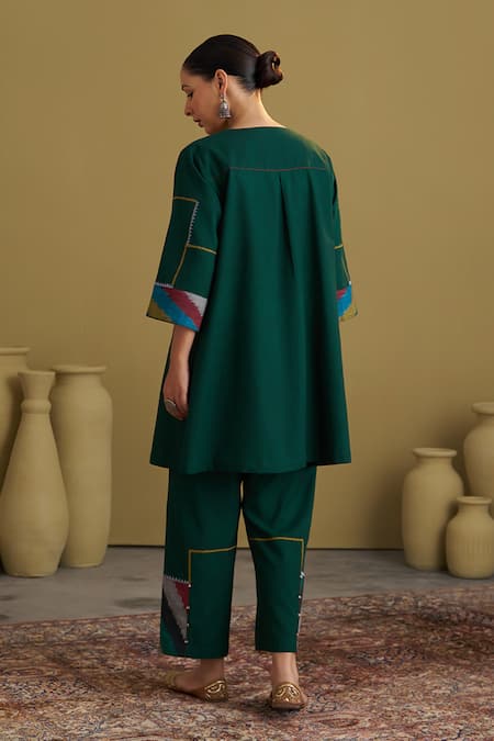 Vaaya Ikat & Handwork Handwoven Cotton Kurta Set 