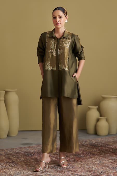 Vaaya Banarasi Reshmi Tissue & Sequin Tunic & Pant Set 