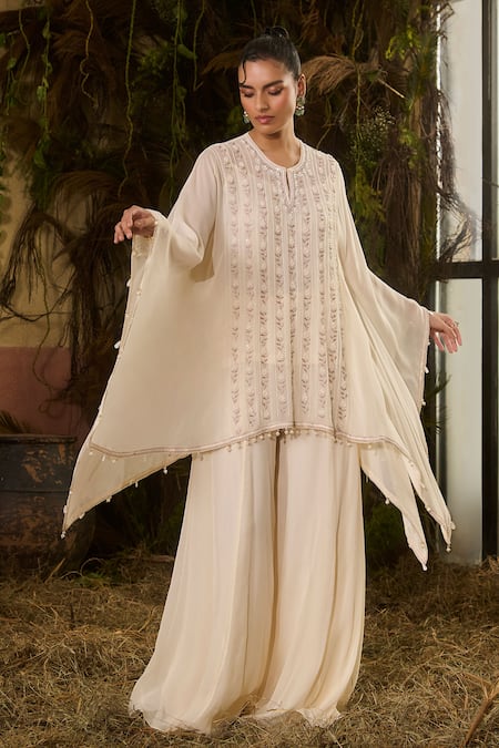 Shashank Arya Embroidered Kaftan Kurta & Sharara Set 