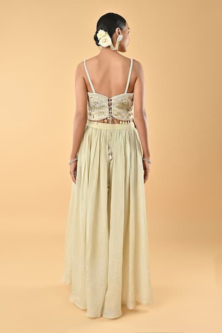 Keith Gomes Bead & Mirror Embellished Tunic Palazzo Set 