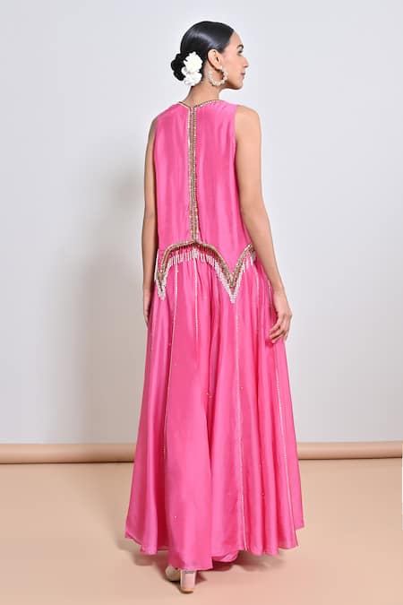 Keith Gomes Bead & Mirror Embellished Tunic & Palazzo Set 